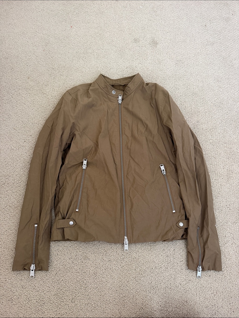All Saints Men's Lightweight Brown Zip-Front Jacket